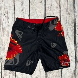 Quicksilver Summer Board Shorts Floral Bathing Suit Swim Trunks Men's